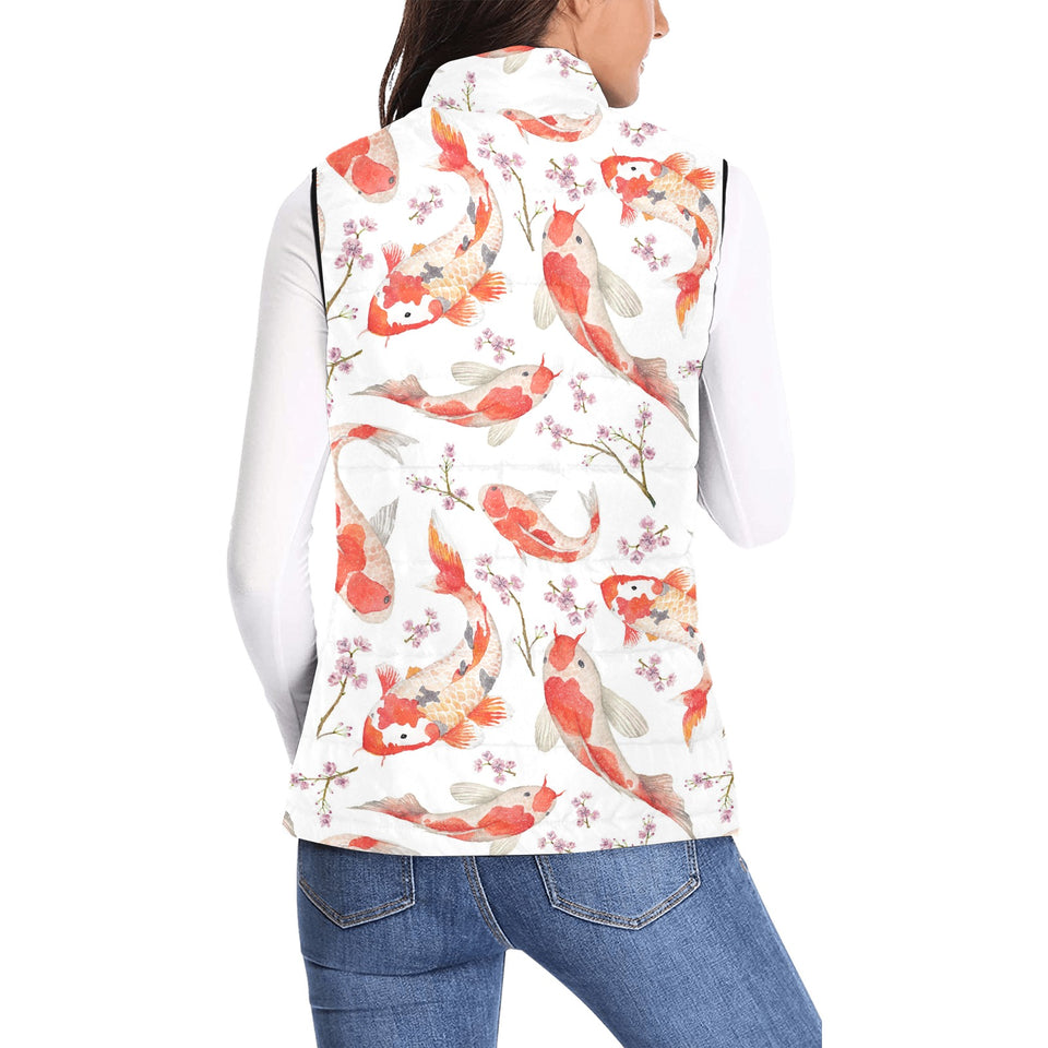 Watercolor Koi Fish Carp Fish pattern Women's Padded Vest