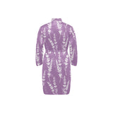 Lavender flowers purple pattern Men's Long Sleeve Belted Night Robe