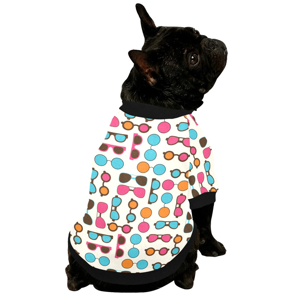 Sun Glasses Pattern Print Design 03 All Over Print Pet Dog Round Neck Fuzzy Shirt
