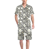 Gear Pattern Print Design 02 Men's V-Neck Short Pajama Set