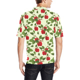 Red apples leaves pattern Men's All Over Print Polo Shirt