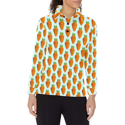Carrot Pattern Print Design 03 Women's Long Sleeve Polo Shirt