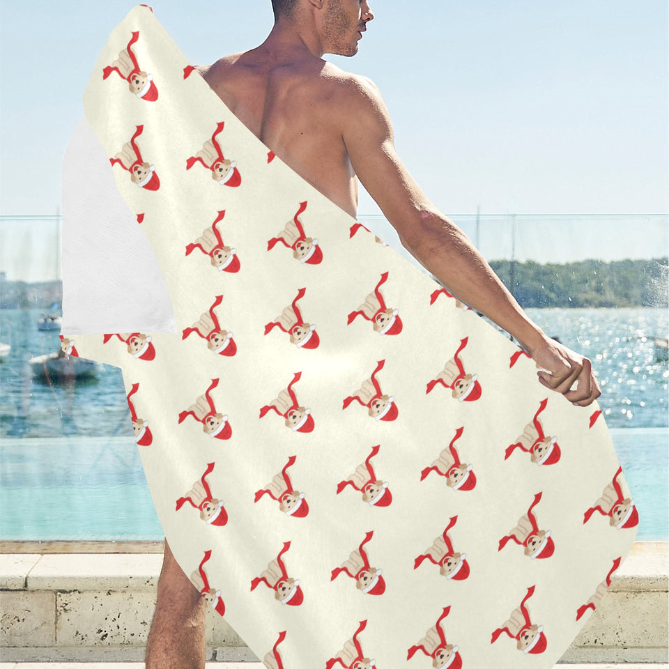 Golden Retriever Pattern Print Design 01 Beach Towel