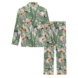 Toucan tropical green jungle palm pattern Men's Long Pajama Set