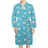 Jack Russel Pattern Print Design 03 Men's Long Sleeve Belted Night Robe