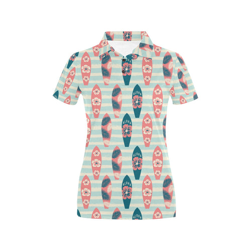 Surfboard Pattern Print Design 02 Women's All Over Print Polo Shirt