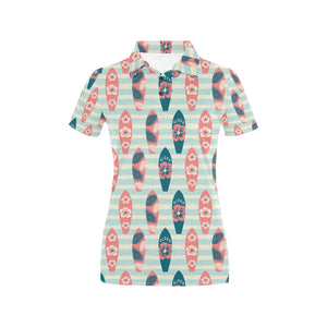 Surfboard Pattern Print Design 02 Women's All Over Print Polo Shirt