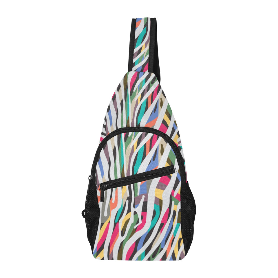 Colorful zebra skin pattern All Over Print Chest Bag