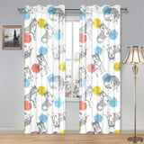 Siberian husky and colorful circle pattern Gauze Curtain