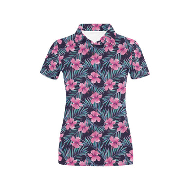 Hibiscus Pattern Print Design 05 Women's All Over Print Polo Shirt