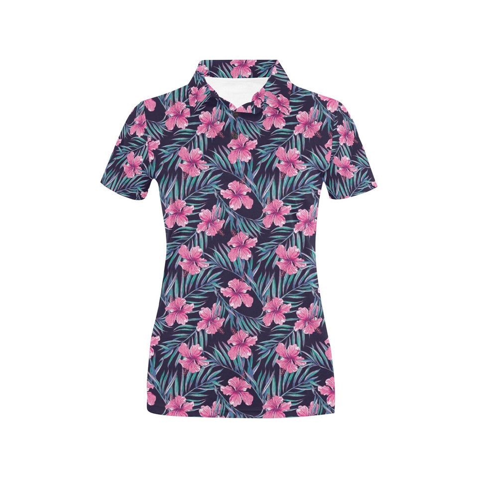 Hibiscus Pattern Print Design 05 Women's All Over Print Polo Shirt
