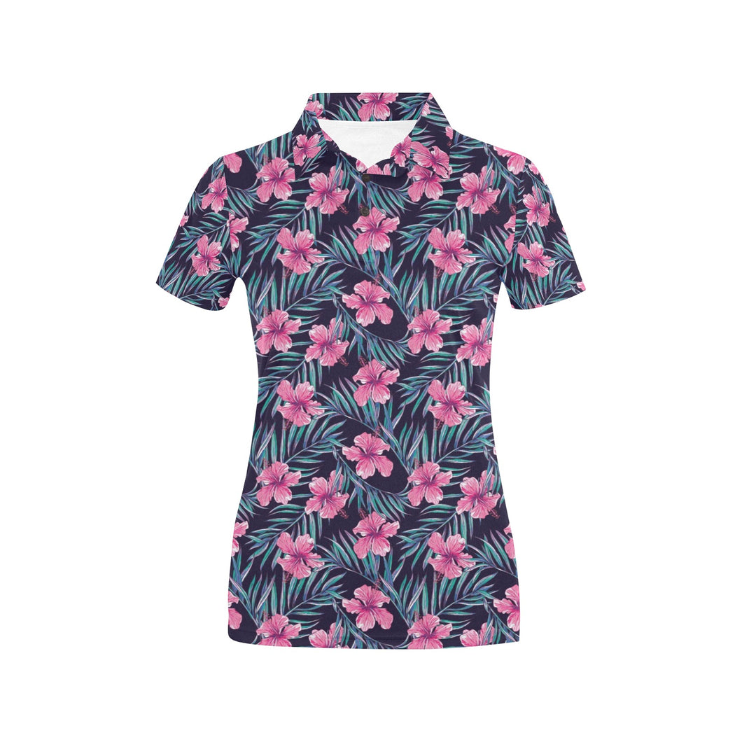 Hibiscus Pattern Print Design 05 Women's All Over Print Polo Shirt