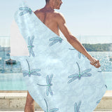 Dragonfly pattern blue background Beach Towel