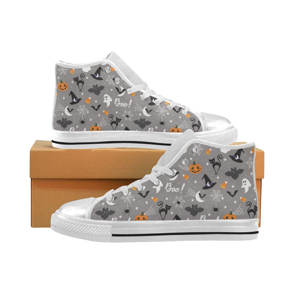 Halloween design pattern Women's High Top Canvas Shoes White