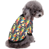 Colorful parrot flower pattern All Over Print Pet Dog Round Neck Fuzzy Shirt