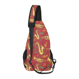 Saxophone cornet pattern red background All Over Print Chest Bag