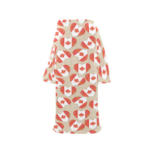 Canada Pattern Print Design 01 Blanket Robe with Sleeves