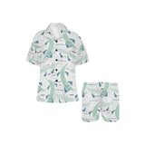 Crocodile diver pattern Women's V-Neck Short Pajama Set