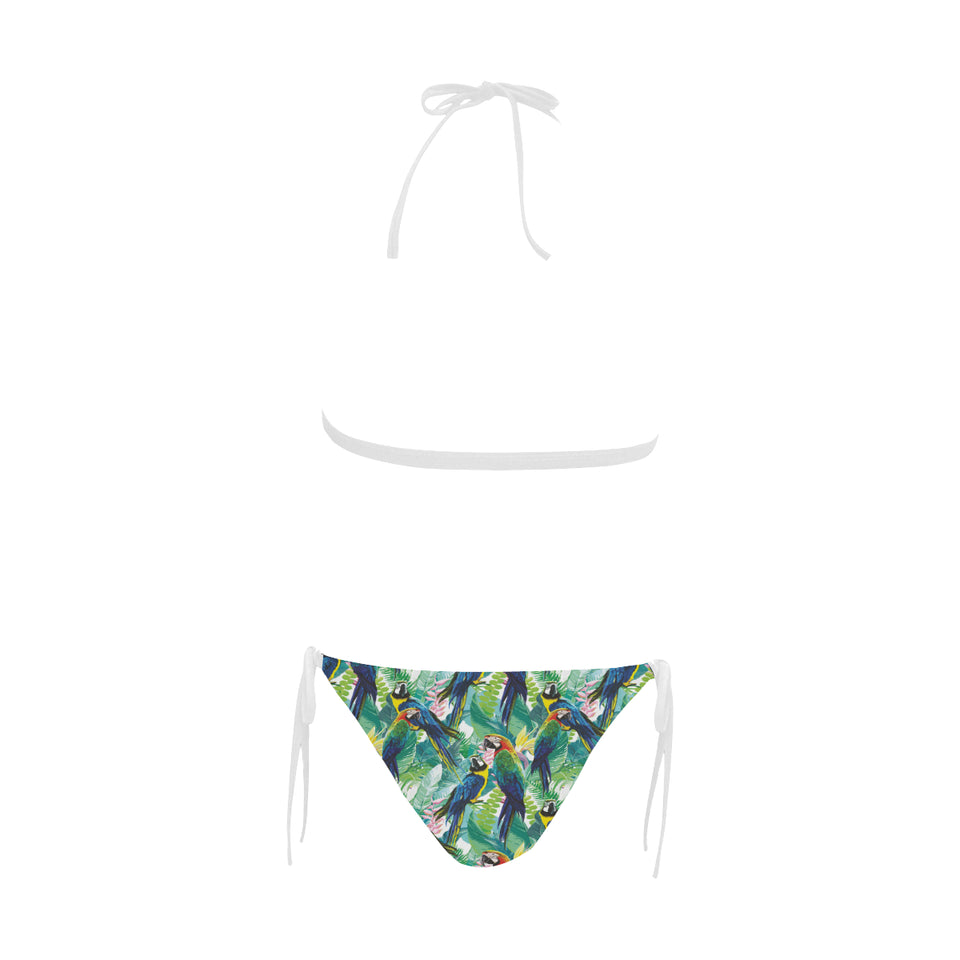 Colorful parrot exotic flower leaves Sexy Bikinis Two-Piece Swimsuits