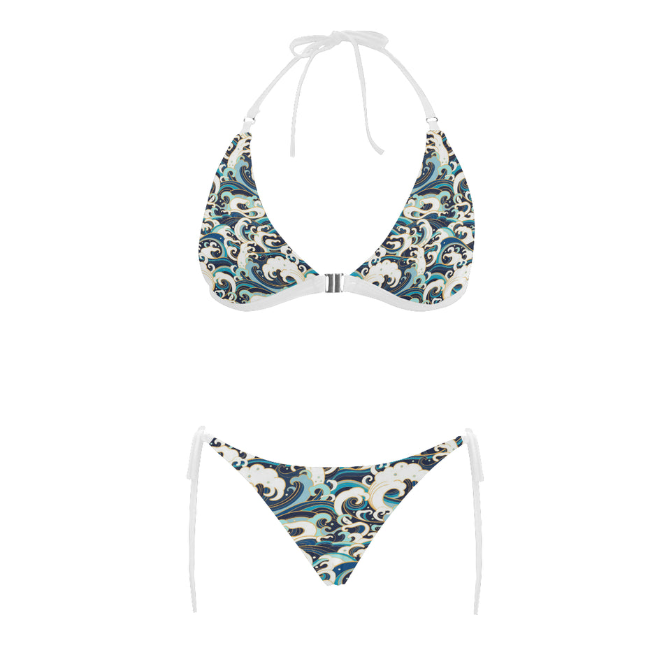 Japanese wave pattern Sexy Bikinis Two-Piece Swimsuits