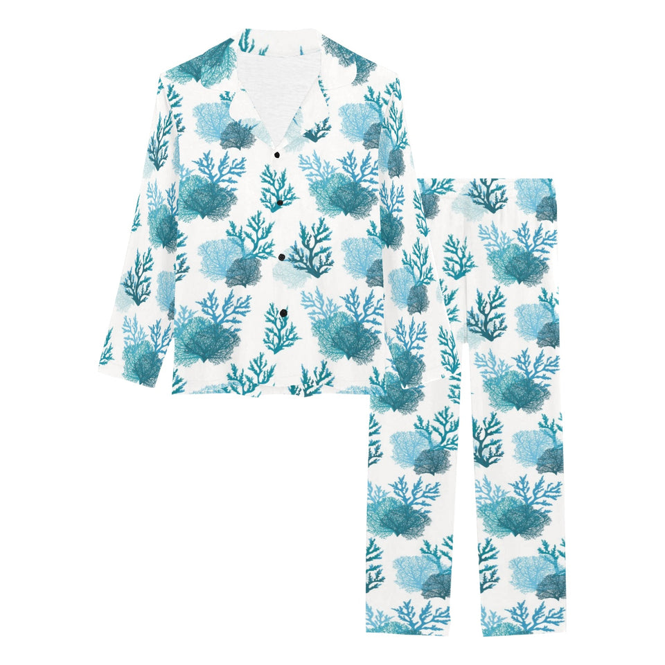 Coral Reef Pattern Print Design 04 Women's Long Pajama Set