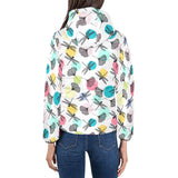 Dragonflies ginkgo leaves pattern Women's Padded Hooded Jacket