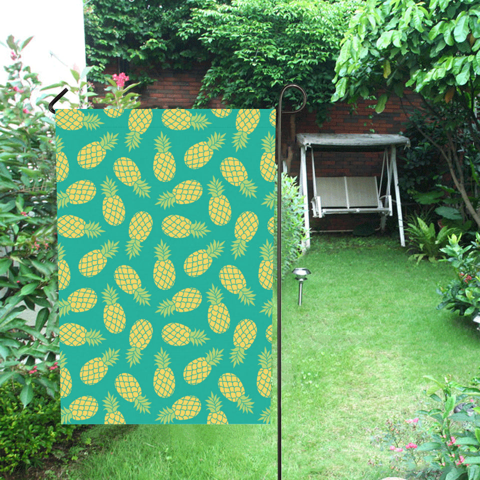 Pineapples pattern green background House Flag Garden Flag