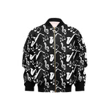 Saxophone music notes treble clef black white them Kids' Boys' Girls' Bomber Jacket