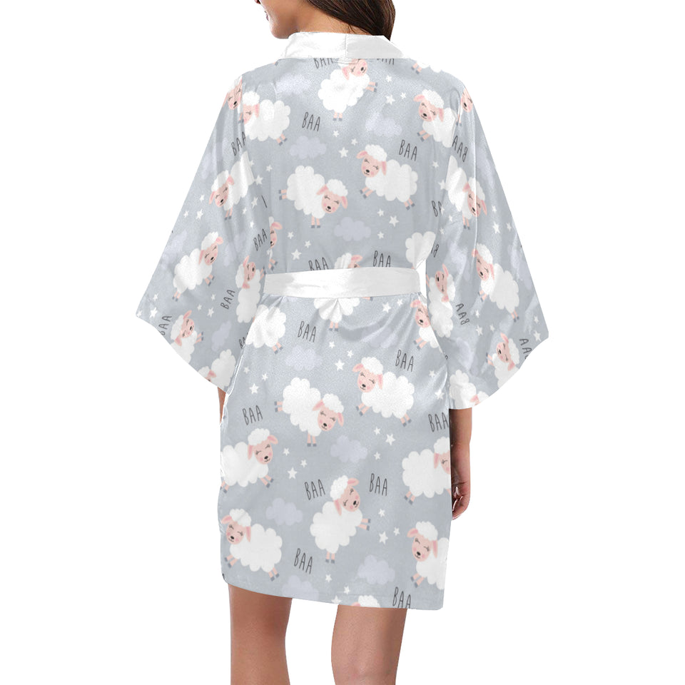 Sweet dreams sheep pattern Women's Short Kimono Robe