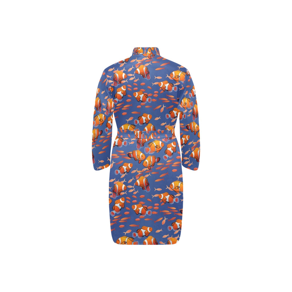 Clown Fish Pattern Print Design 04 Men's Long Sleeve Belted Night Robe