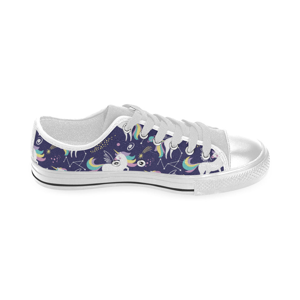 Hand drawn cute unicorn star planet Men's Low Top Shoes White