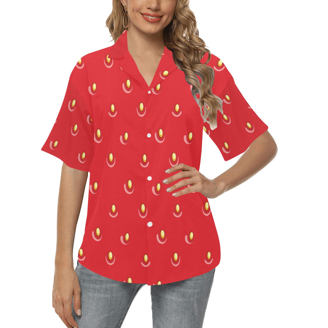 strawberry texture skin pattern Women's All Over Print Hawaiian Shirt