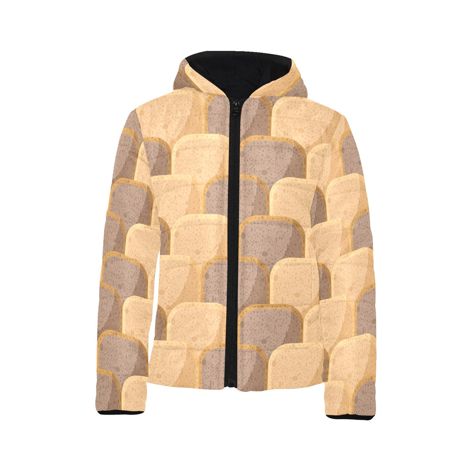 Bread Toast Pattern Print Design 04 Kids' Boys' Girls' Padded Hooded Jacket