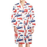 British Pattern Print Design 03 Men's Long Sleeve Belted Night Robe