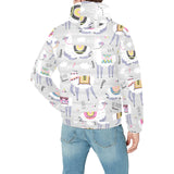 Cute Llama Alpaca pattern Men's Padded Hooded Jacket