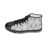 Snowman christmas  tree snow gray background Women's High Top Canvas Shoes Black