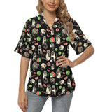Raccoon watermelon pattern Women's All Over Print Hawaiian Shirt