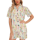 Ice cream cone pattern Women's V-Neck Short Pajama Set