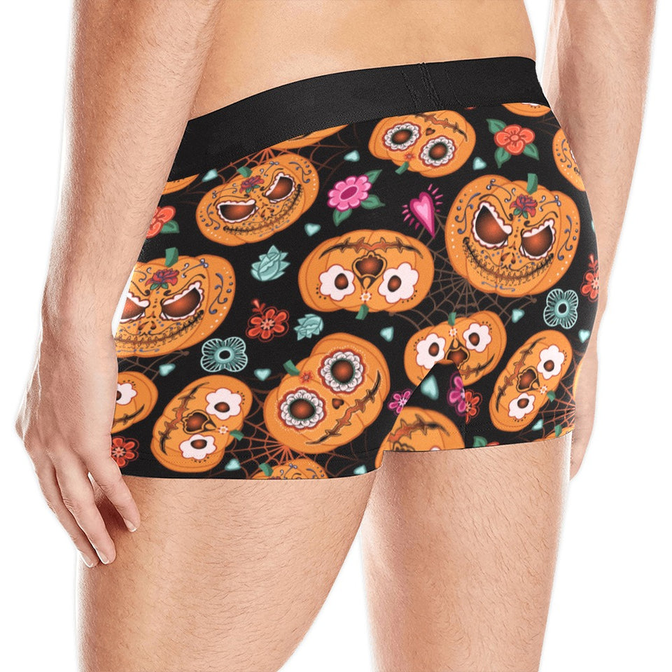 Pumpkin flowers spiderweb Halloween theme Men's All Over Print Boxer Briefs Men's Underwear