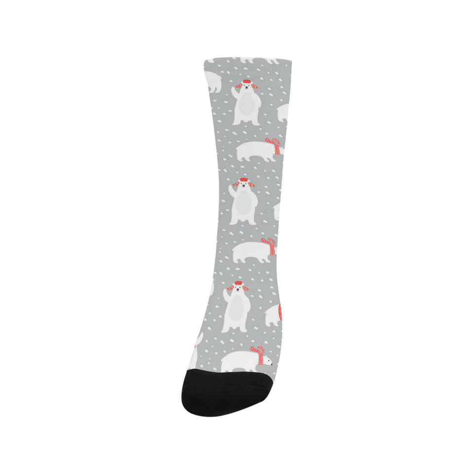 Cute polar bear christmas snow pattern Crew Socks