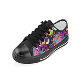 heart dot wave star creative design pattern Kids' Boys' Girls' Low Top Canvas Shoes Black