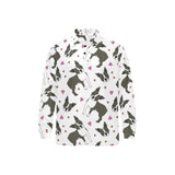 Boston terrier dog hearts vector pattern Men's Long Sleeve Polo Shirt