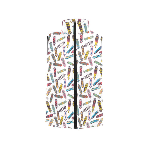 Skate Board Pattern Print Design 05 Men's Padded Vest