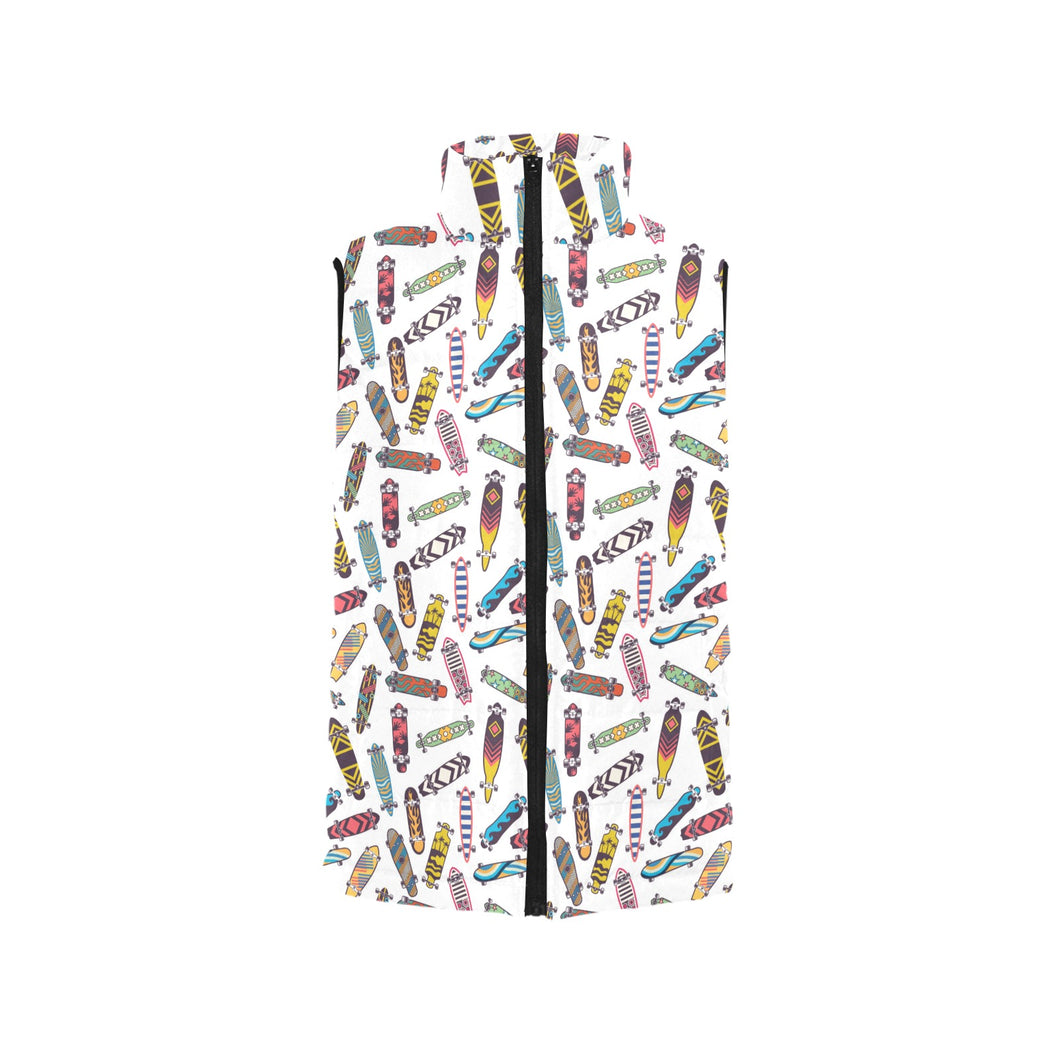 Skate Board Pattern Print Design 05 Men's Padded Vest