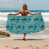 Anchor nautical green background Beach Towel