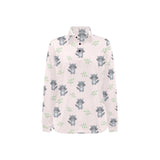 cute raccoons leaves pattern Women's Long Sleeve Polo Shirt