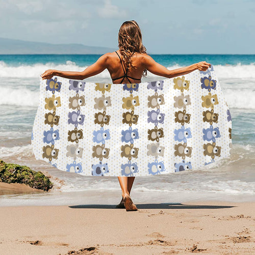 Teddy Bear Pattern Print Design 02 Beach Towel