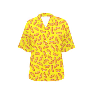 Sausage Pattern Print Design 01 Women's All Over Print Hawaiian Shirt