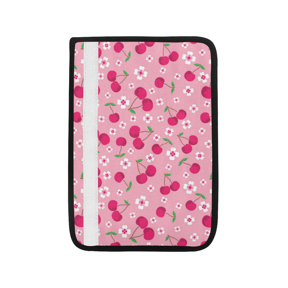 cherry flower pattern pink background Car Seat Belt Cover