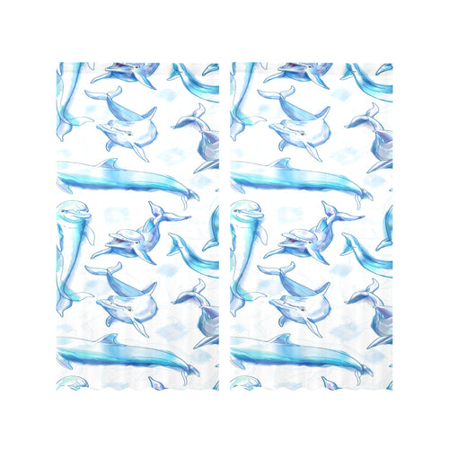 Watercolor dolphin pattern Gauze Curtain
